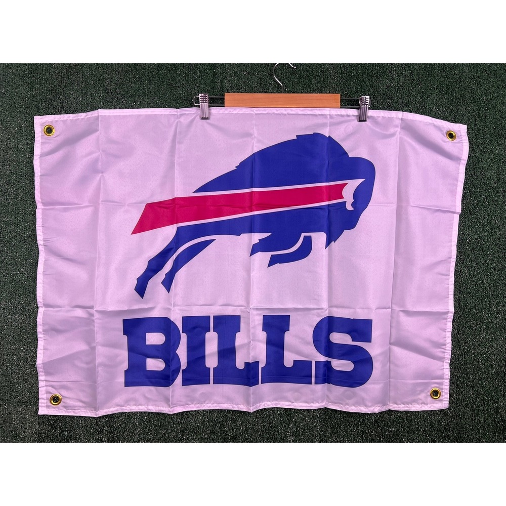 Buffalo Bills NFL Fan Flag White Blue Red Charging Buffalo Logo Banner 3x2